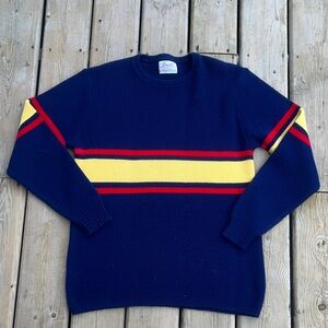 Jersild Vintage Sweater with Yellow and Red Stripes Large Made in USA Unisex